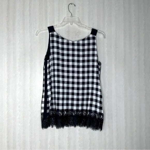 🆕 HUGO BOSS Womens checkered lace top size 10 - Picture 4 of 8